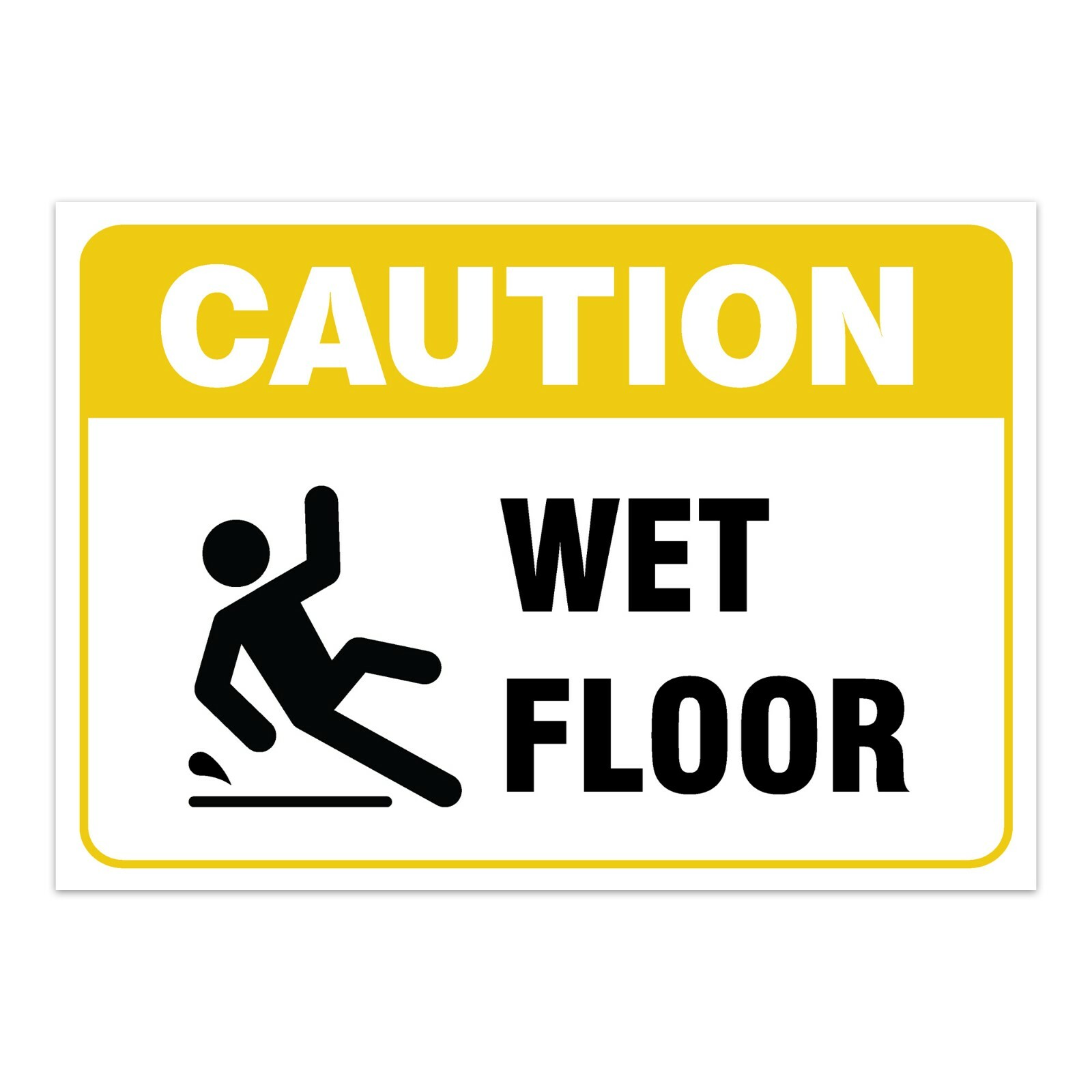 CAUTION Wet Floor Slippery Vinyl Decal Window Wall Sticker Safety Sign Yellow
