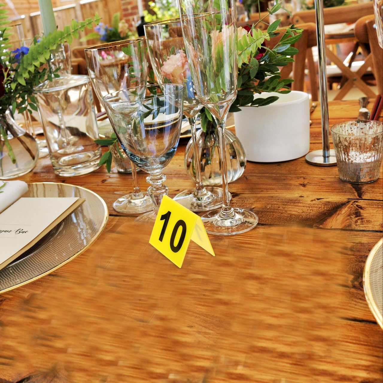 10 PCS Restaurant Table Numbers 1-10 Double Side Numbered Tents Markers Set