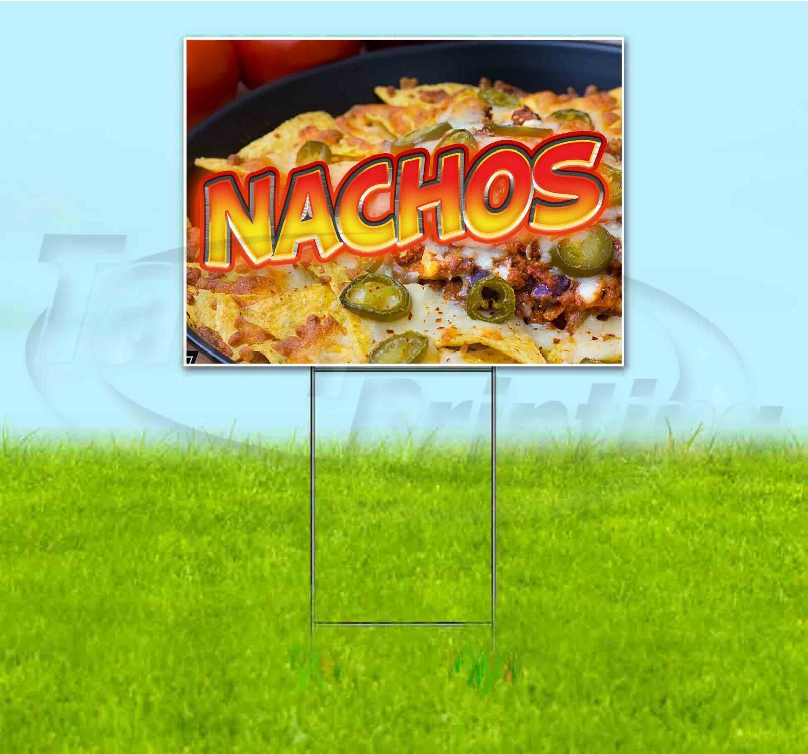 NACHOS 18×24 Yard Sign WITH STAKE Corrugated Bandit USA FOOD