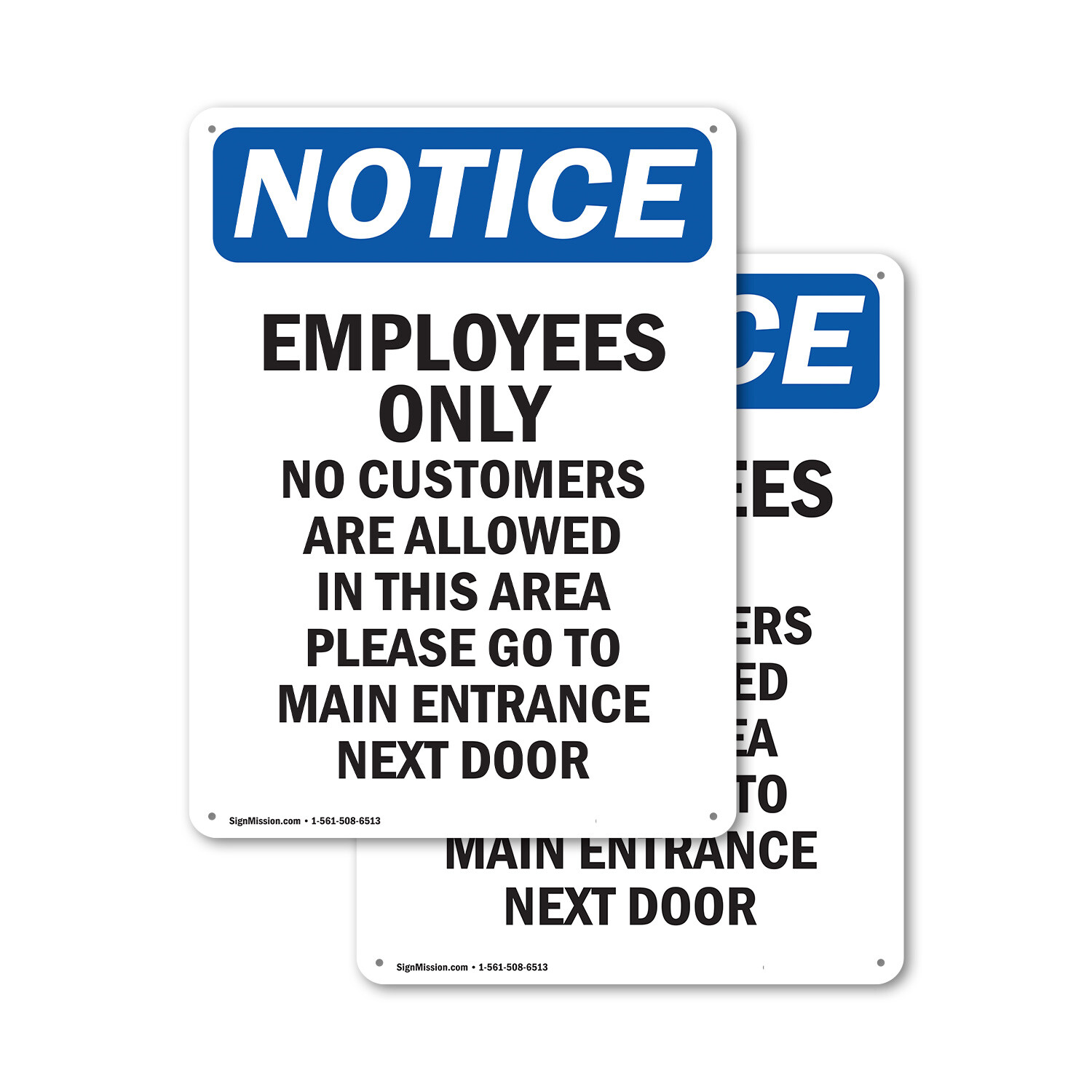 (2 Pack) Employees Only No Customers Are OSHA Notice Sign Decal Metal Plastic