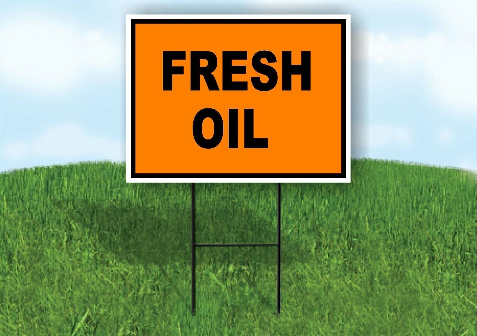 Fresh Oil Construction ORANGE BLACK Yard Sign Road with Stand LAWN SIGN