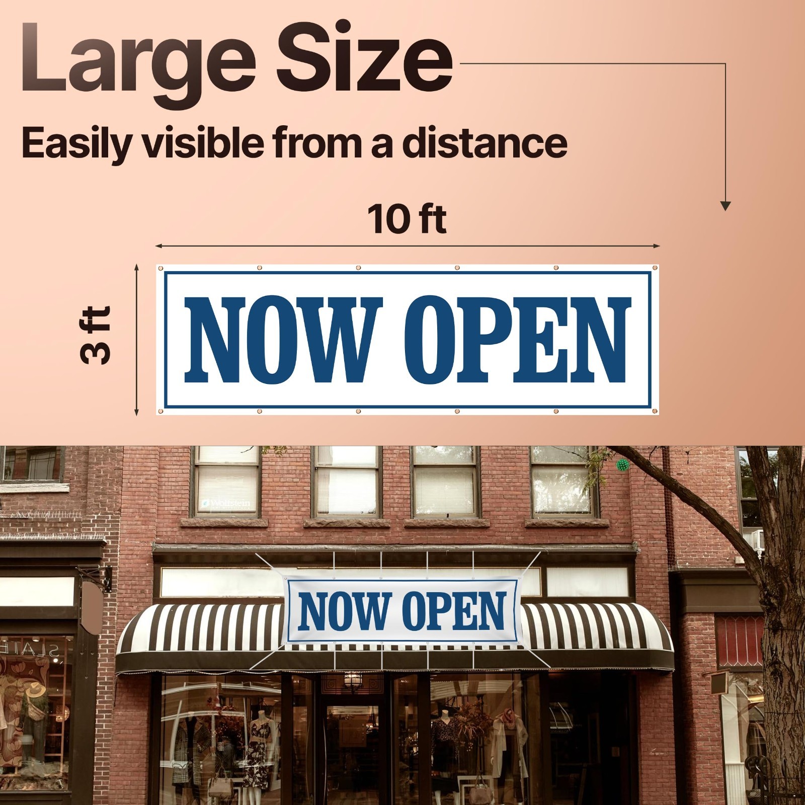 Large 3×10 ft Now Open Banner – Grand Opening Sign for Retail, Food Trucks, Even
