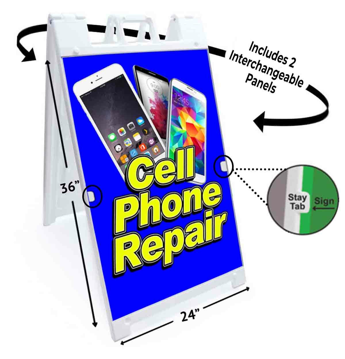 CELL PHONE REPAIR Signicade 24×36 A Frame Sidewalk Sign Double Sided TECHNOLOGY