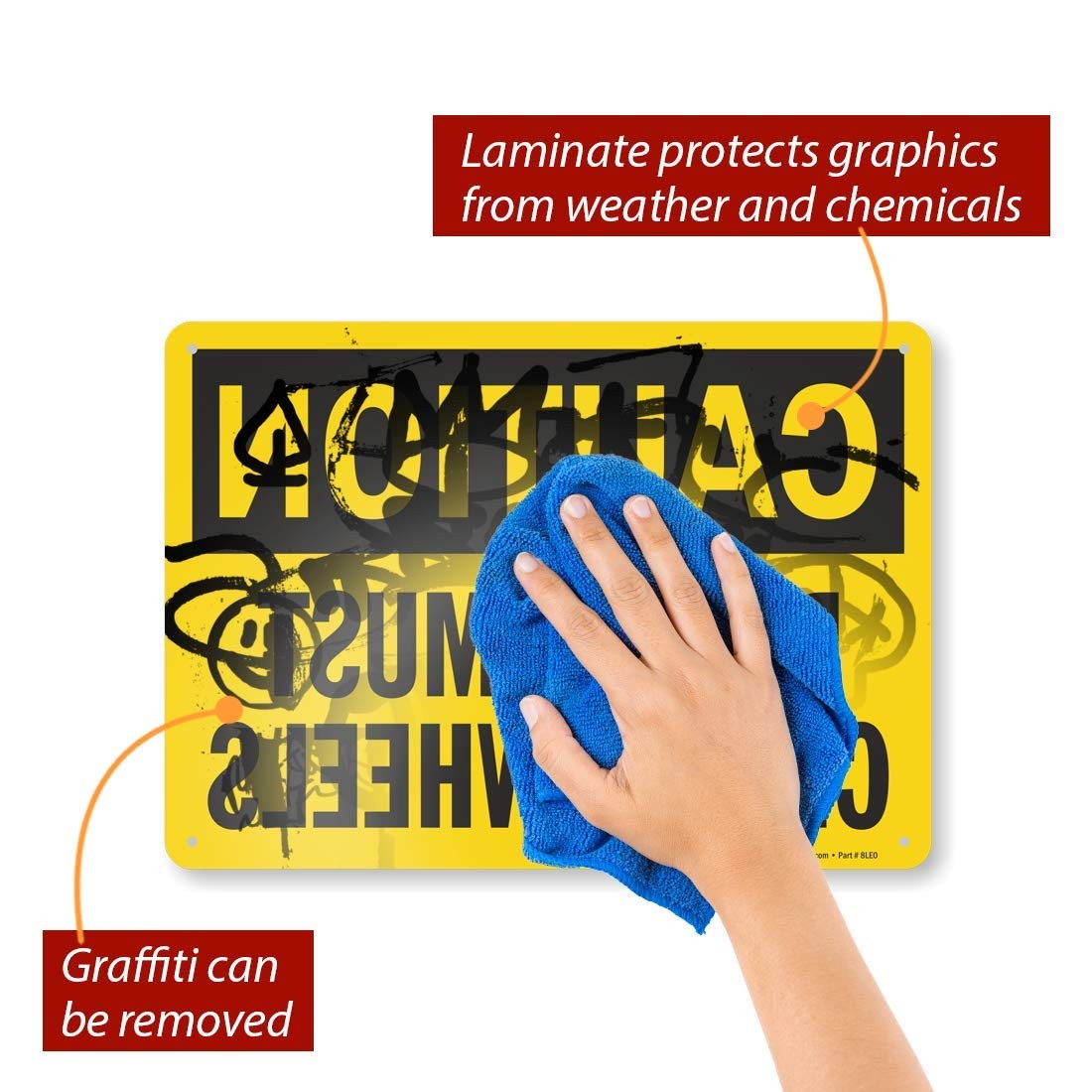 10×14 Inch Aluminum Caution Driver Must Chock Wheels Mirrored Image Sign