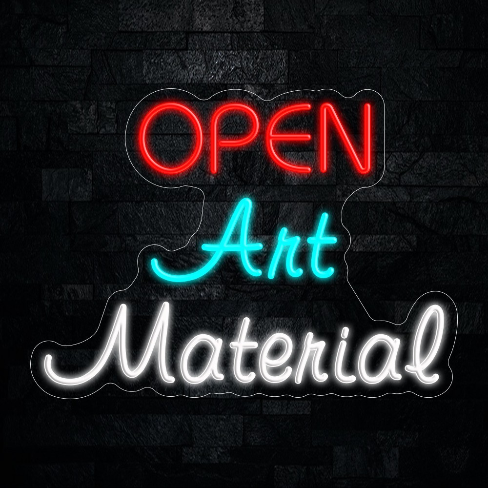 Art Material Open LED Neon Sign 22″L x 16″H #25128