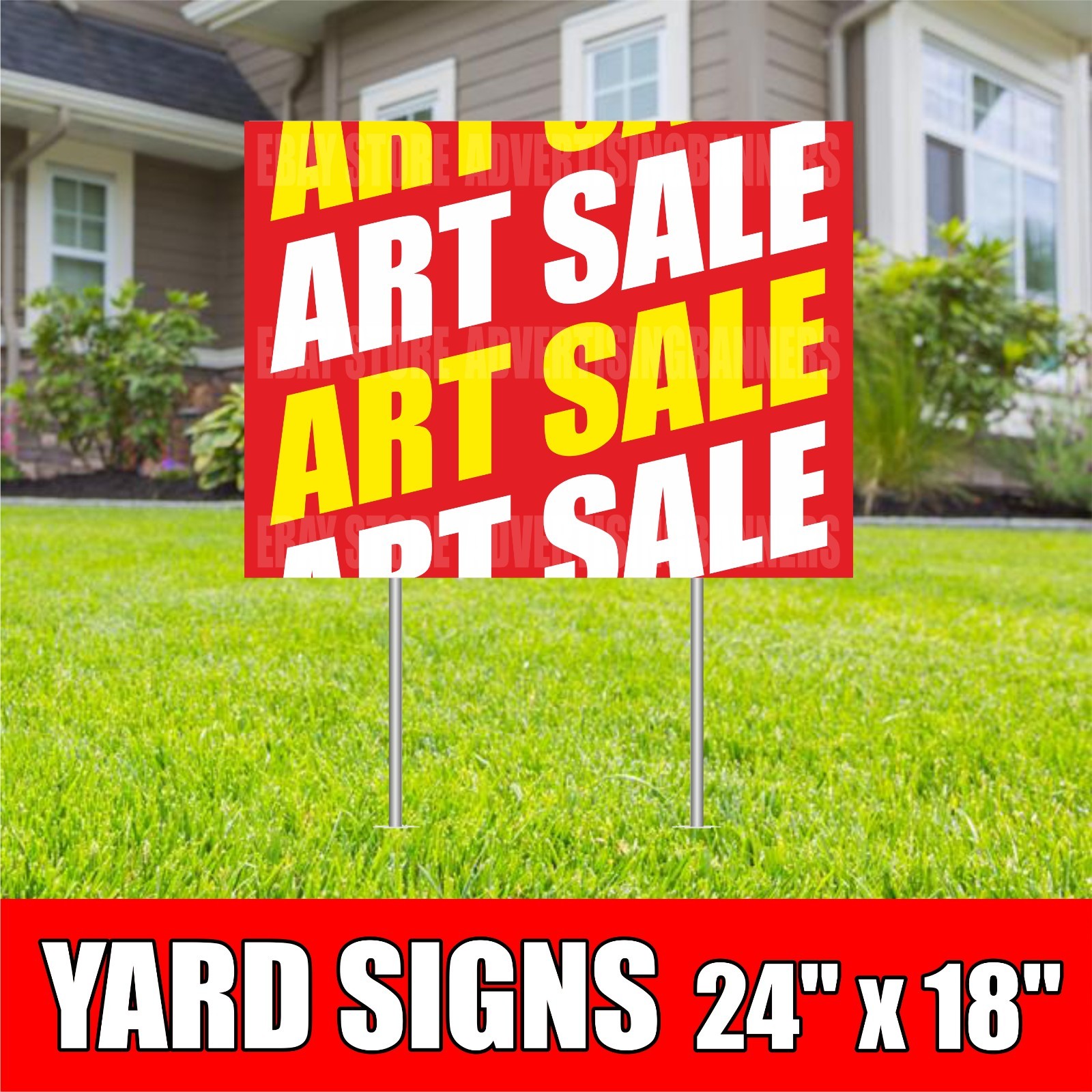ART SALE Yard Sign with H-Stakes Clearance Discount Half Price Art Gallery