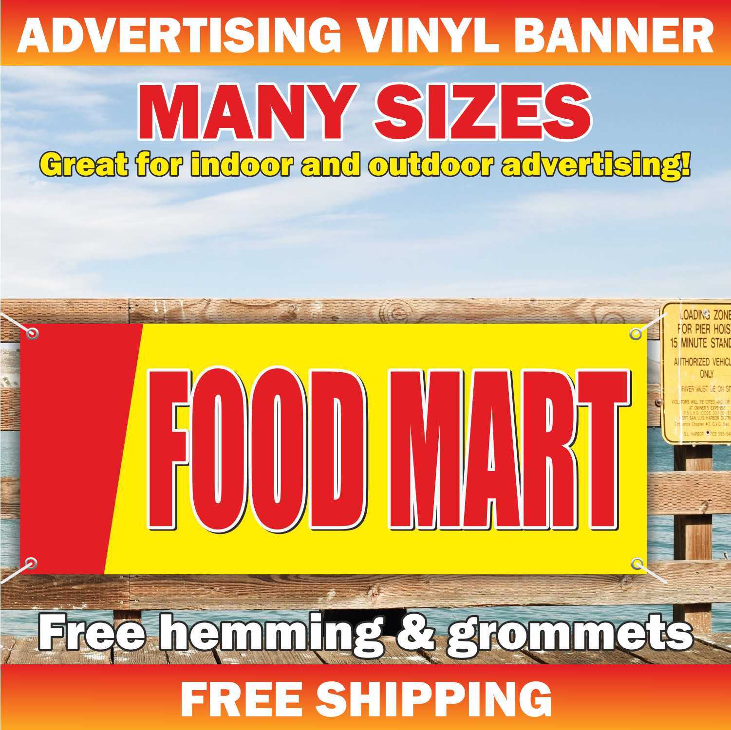 FOOD MART Advertising Banner Vinyl Mesh Sign shop store Grocery Coinvenience