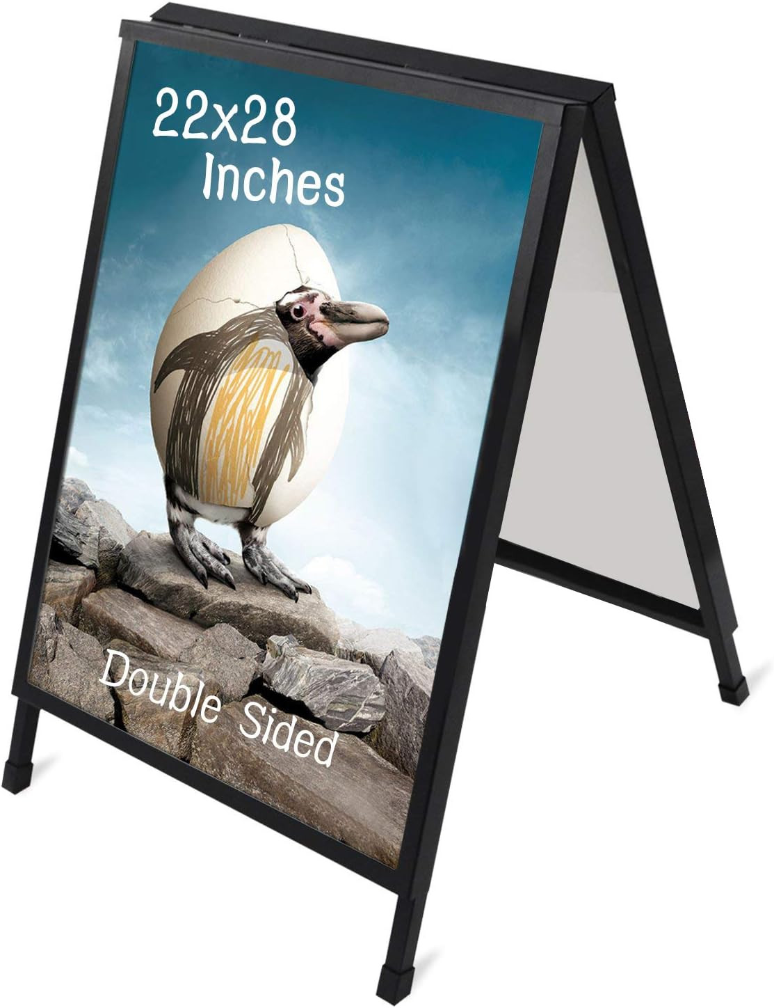 Outdoor A-Frame Sidewalk Sign 22X28 Inch Sandwich Board, Black Coated Steel Meta