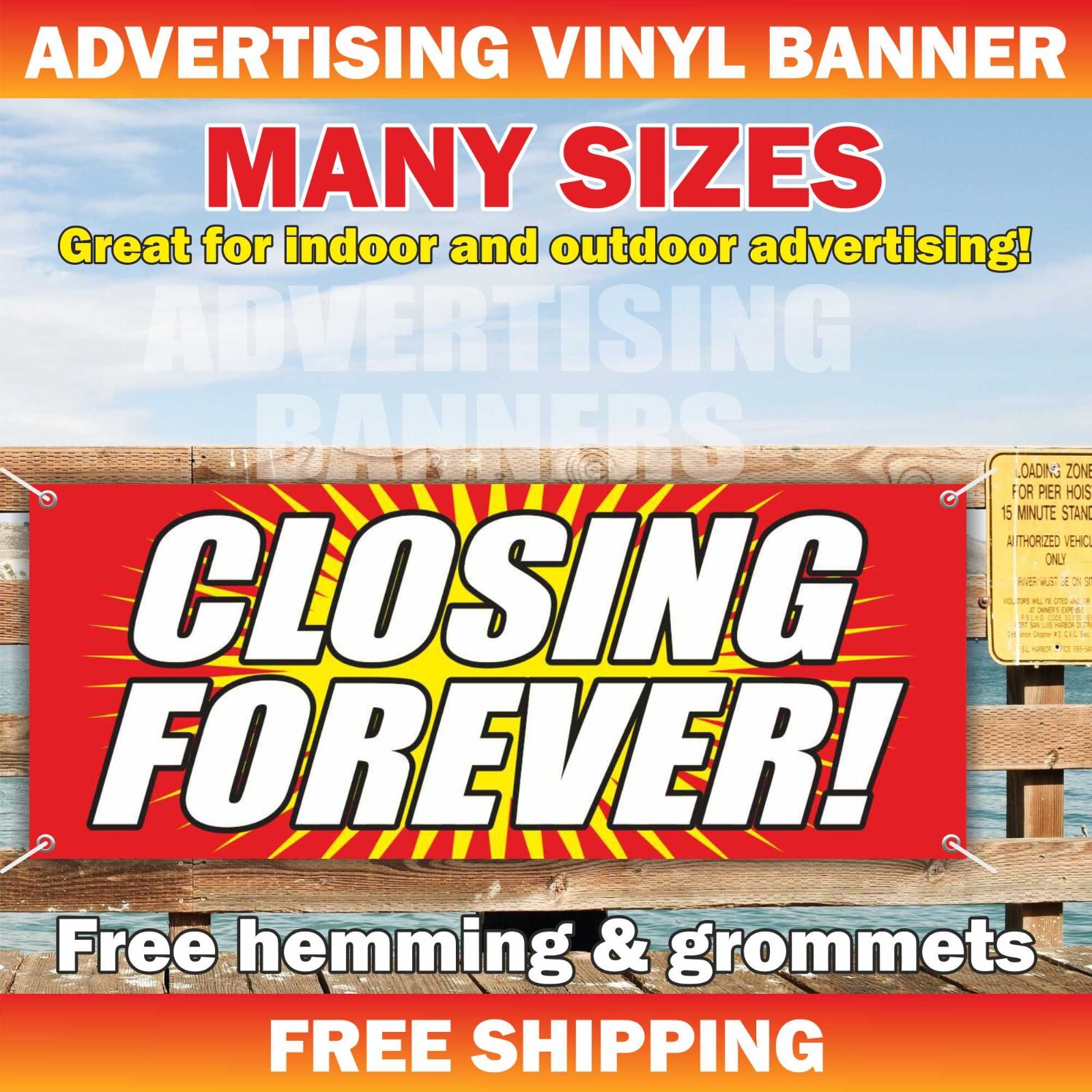 CLOSING FOREVER! Advertising Banner Vinyl Mesh Sign Flag Many Sizes