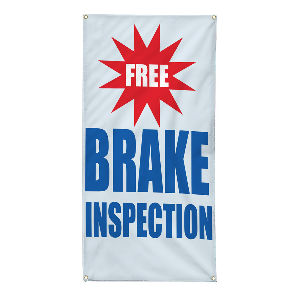 Vertical Vinyl Banner Multiple Sizes Free Brake Inspection Business Automotive