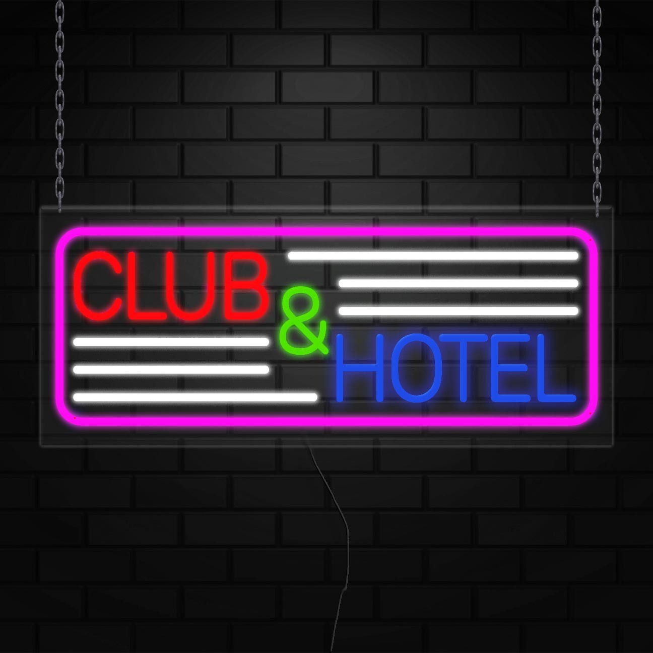 Club & Hotel Sign for Window/Wall Displays | LED Flex Neon | 32″W x 13″H x 1″D