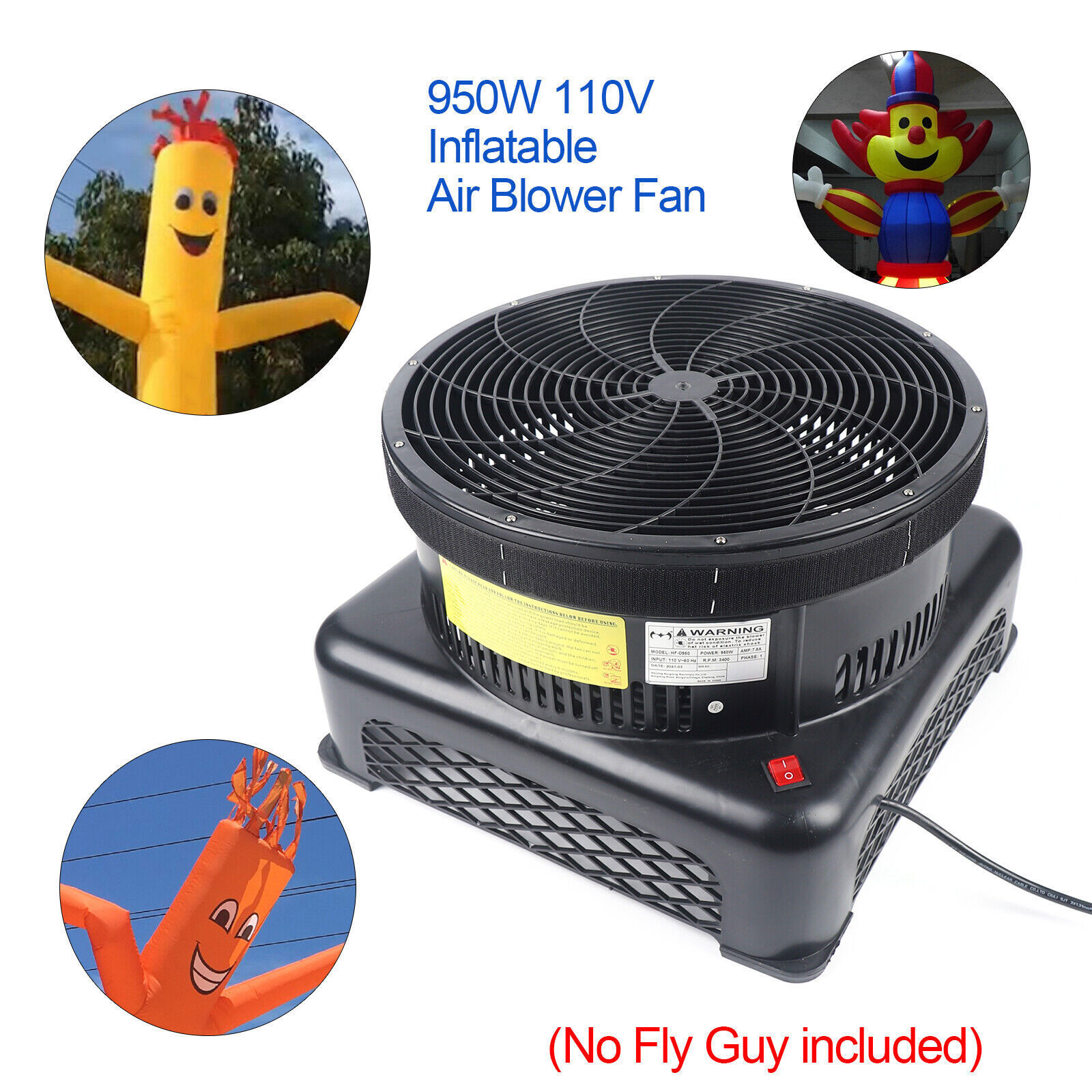17.7″ Air Blower Fan Fit Inflatable Wind Dancer Tube Man Fly Guy Sky Puppet 950W
