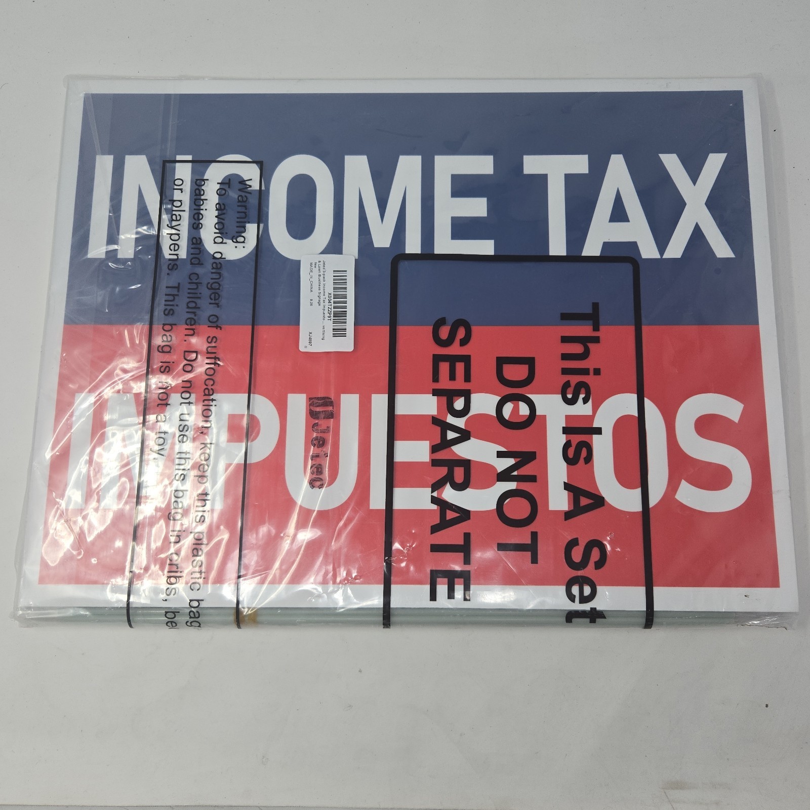 INCOME TAX IMPUESTOS 3 Pack Double-Sided Yard Signs 16″ x 12″ with Metal Stakes