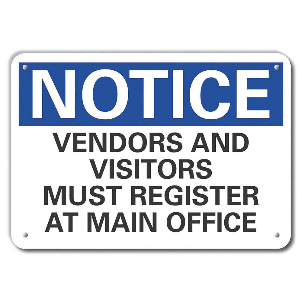 LYLE LCU5-0231-RA_14X10 Rflctv Visitors Notice Sign,10x14in,Alum 64NF30