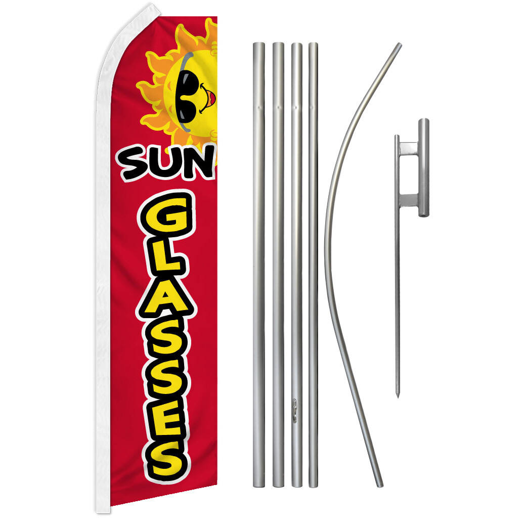 Sun Glasses Advertising Swooper Feather Flutter Flag & Pole Kit Sunglasses RD