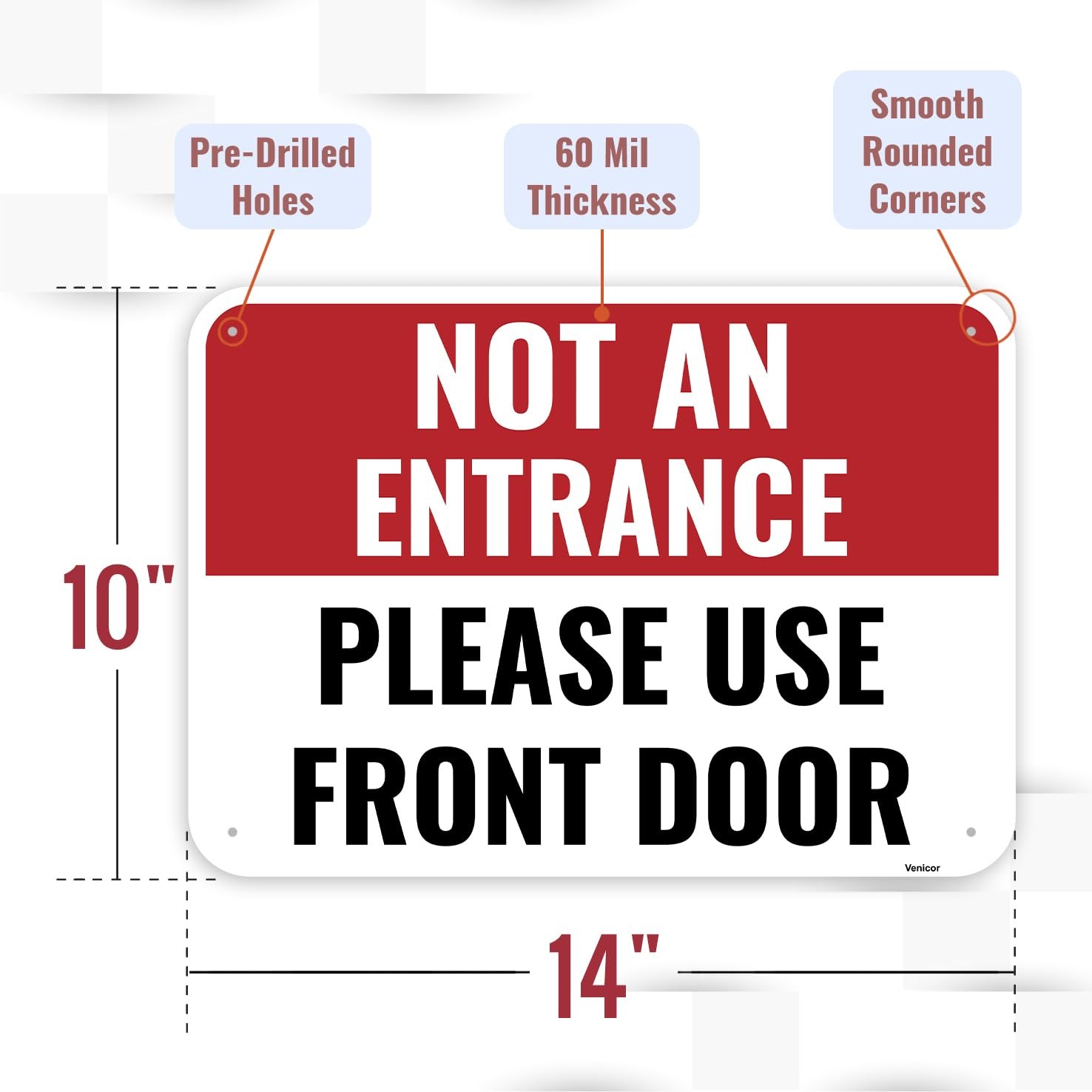 1 PCS Not An Entrance Please Use Front Door Sign Aluminum 14×10 Inch Metal
