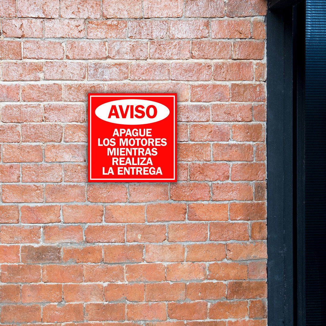 Square Plus Aviso: Apague Los Motores Mientras Realiza La Entrega Sign