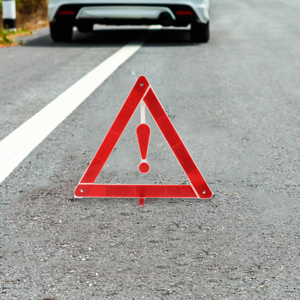 2pcs Car Warning Sign Triangle Road Safety Kit Auto Folding Safety Tripod