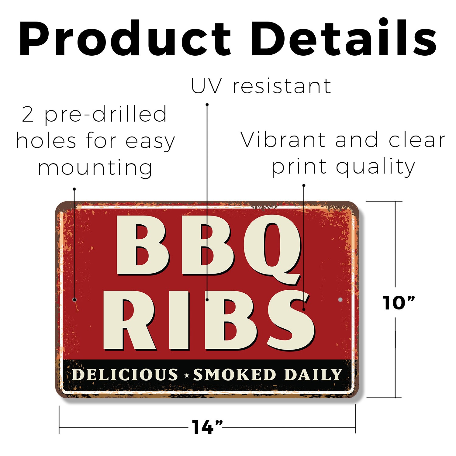 BBQ Ribs Sign Smoke Sauce Smiles Durable Perfect for Kitchens Patios