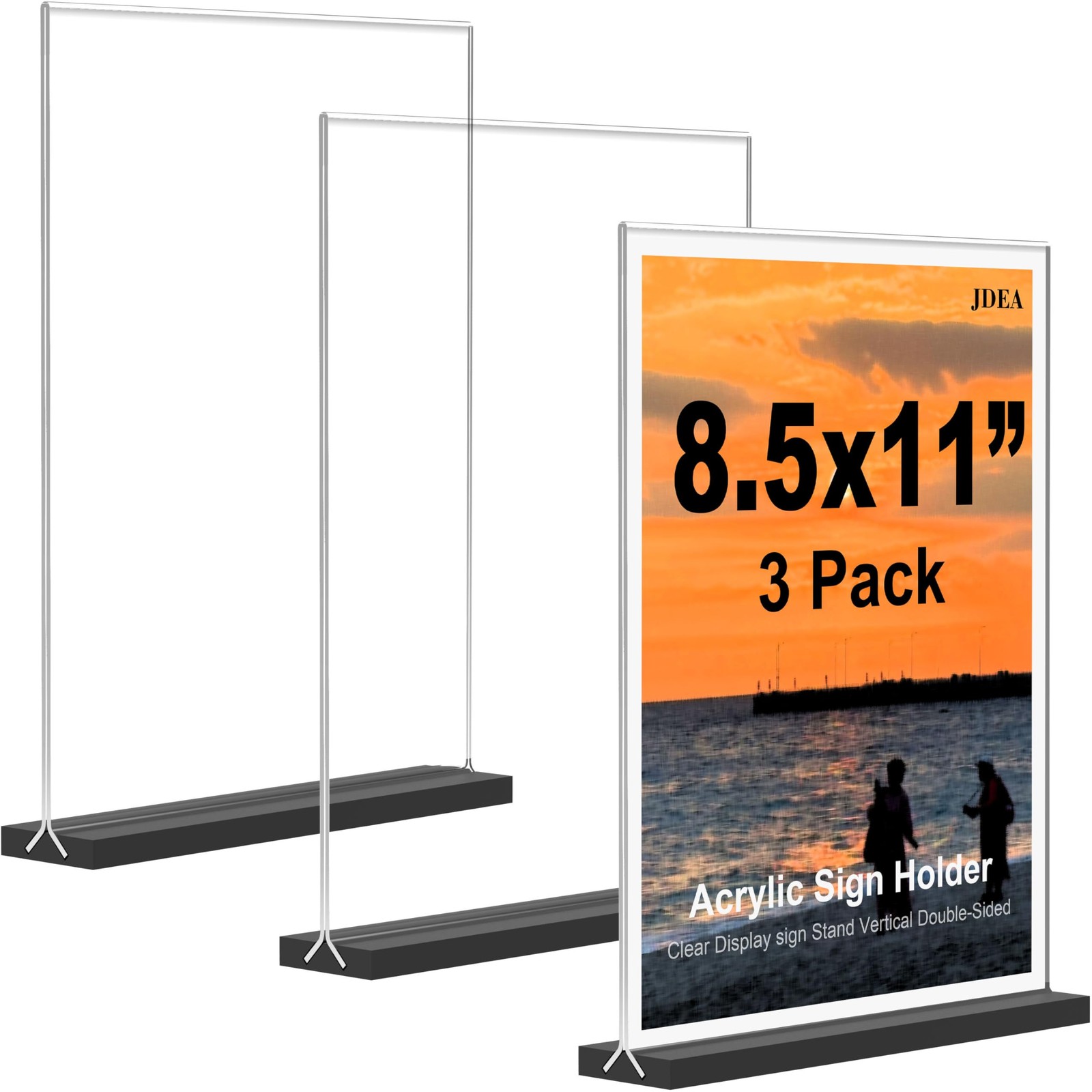 JDEA 3Pack 8.5×11 Acrylic Sign Holder with Black Base Flyer