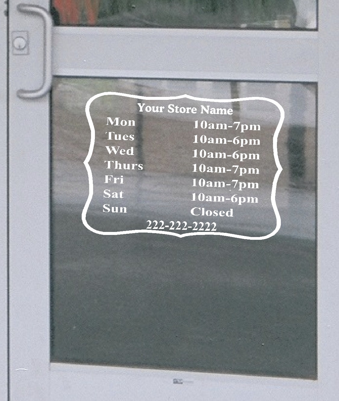 Custom Retail Business Store Hours Decal Vinyl Lettering Sign 13.5″h x 18″w