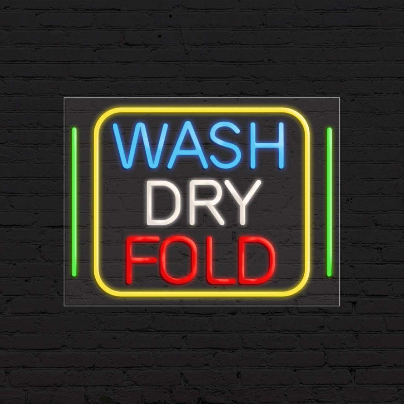 Wash Dry Fold Sign for Business Displays | LED Flex Neon | 24″W x 18″H x 1″D