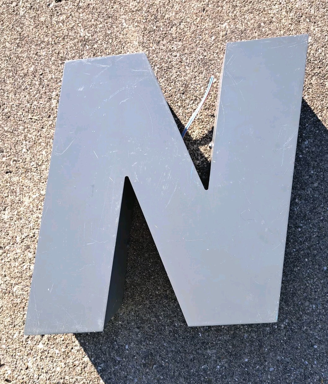 GRAY LED Reclaimed 3D Marquee Sign Letter ” N ” Outdoor Indoor Metal Reclaimed