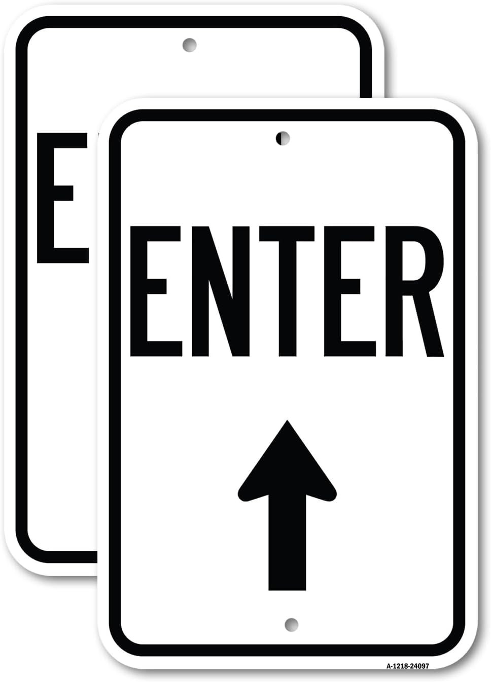 Enter Sign with Up Arrow – 2 Pack 18″x24″ Durable Aluminum, Weatherproof