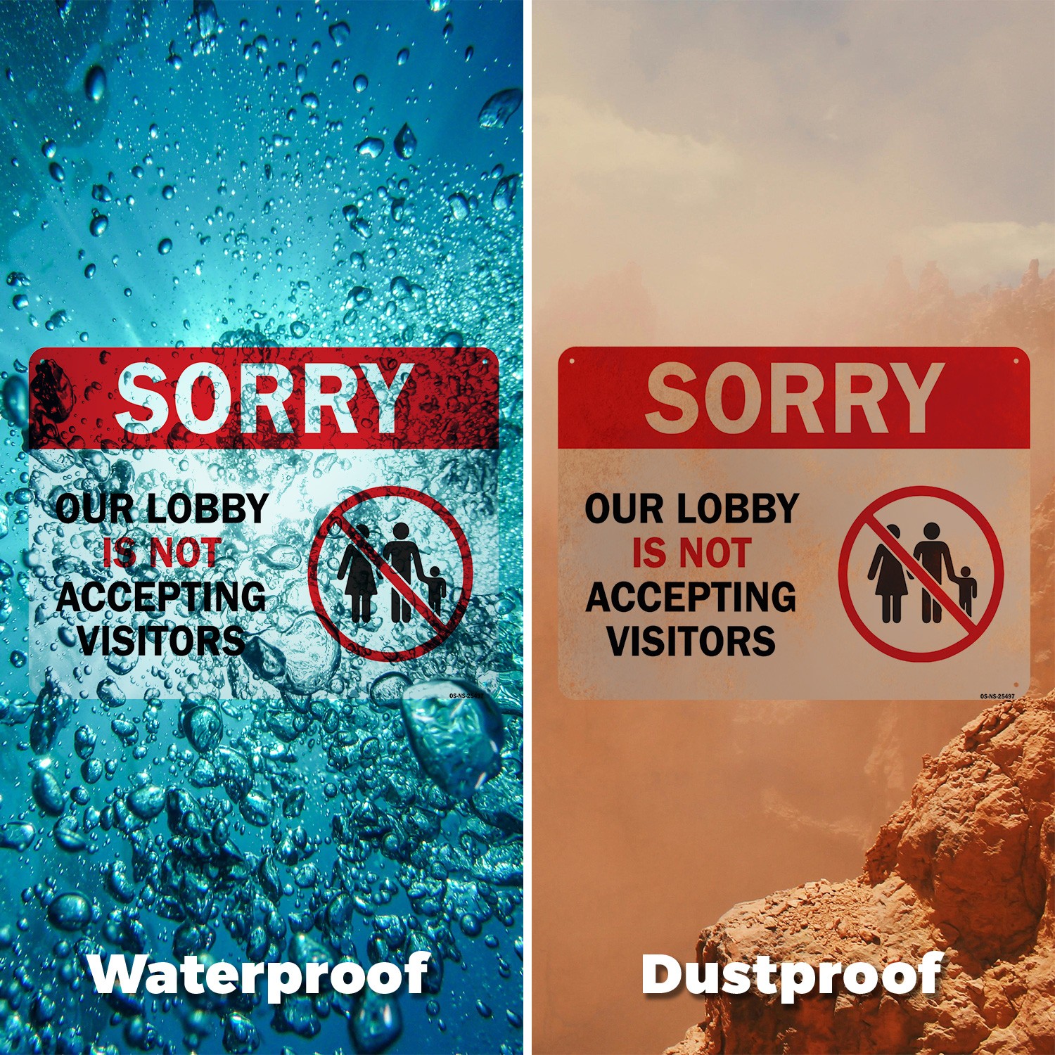 Sorry Our Lobby Is Not Accepting Visitors Public Safety Sign, Decal 5 or 10 Pack