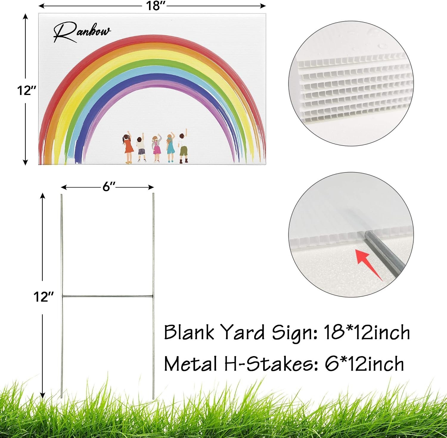 Blank Yard Signs with Stakes 18×12 Inches White Plastic for Birthday Garage Sale