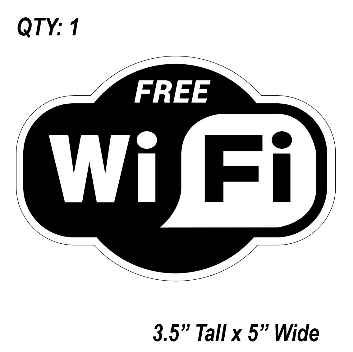 (1) FREE WIFI Sign Sticker Business Decal Store 3.5″x5″ Window Door Office NEW