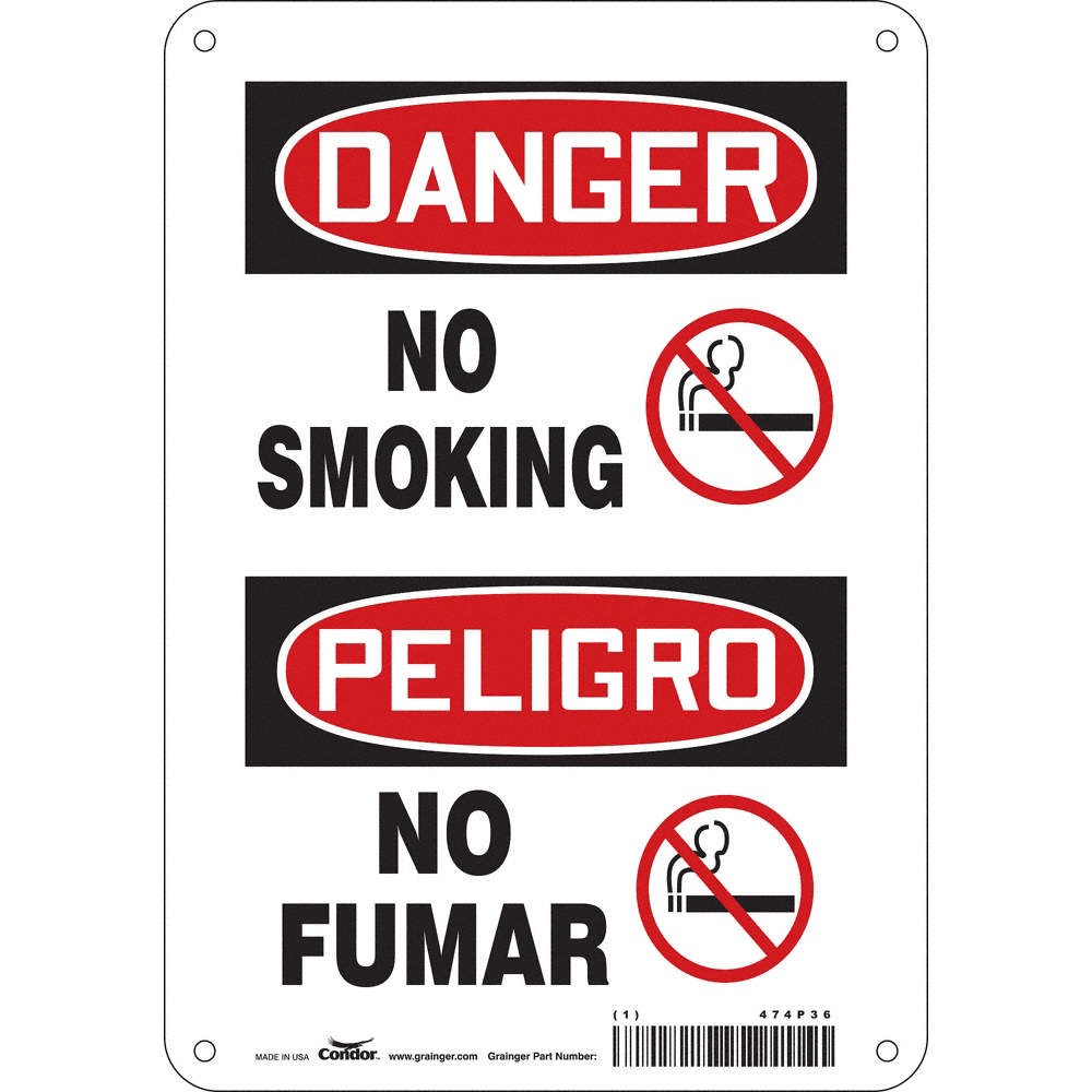 CONDOR 474P36 Safety Sign,10 inx7 in,Aluminum 474P36