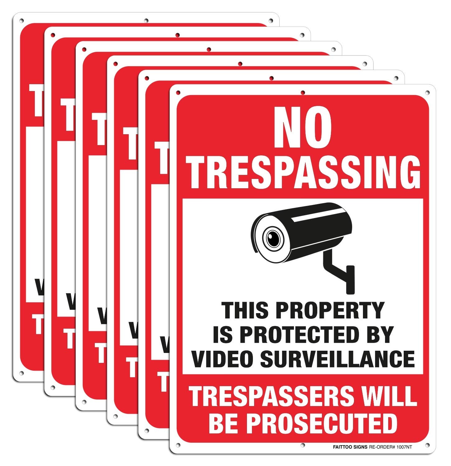 6 Pack No Trespassing Sign – 10 x 7 Inches 0.40 Aluminum Reflective, Indoor O…