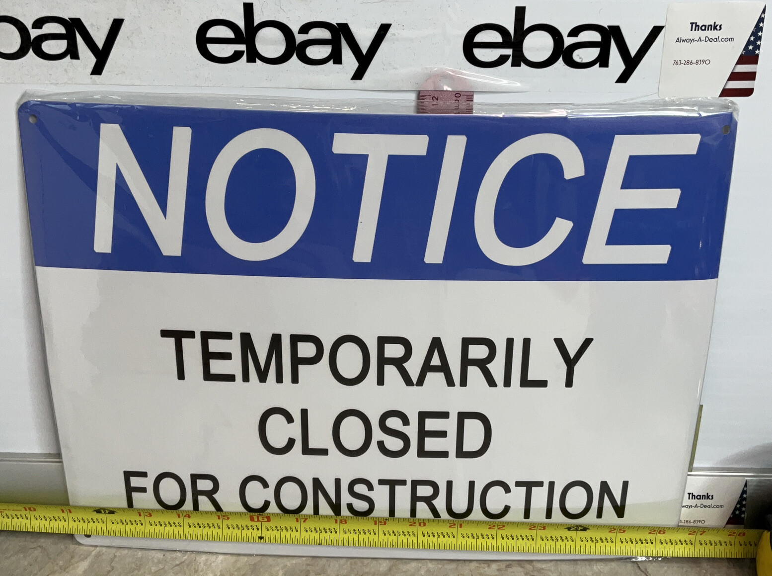 Smartsign 16 X 12” NOTICE TEMPORARILY CLOSED FOR CONSTRUCTION OSHA Metal SIGN