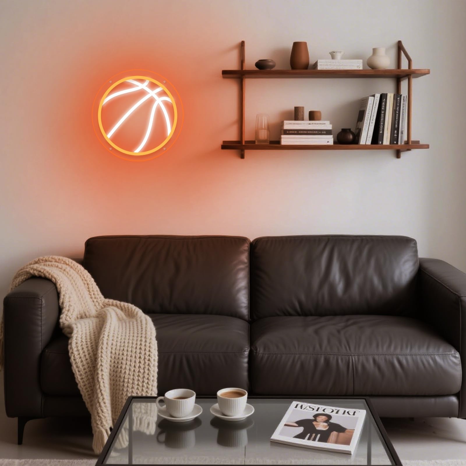 Basketball Neon Sign, 9.84×9.84 Inch Basketball Led Neon Light, Powered by