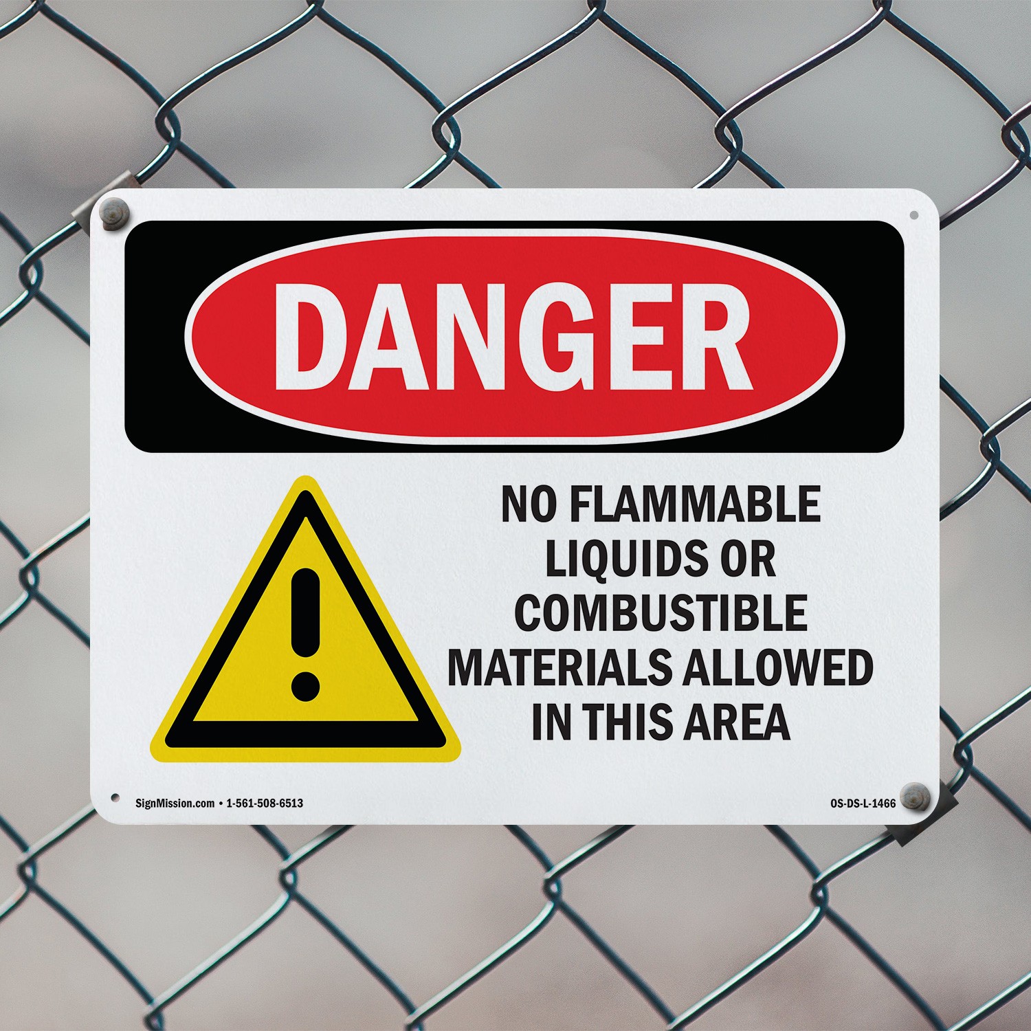 No Flammable Liquids Combustible Materials OSHA Danger Sign, Decal 5 or 10 Pack
