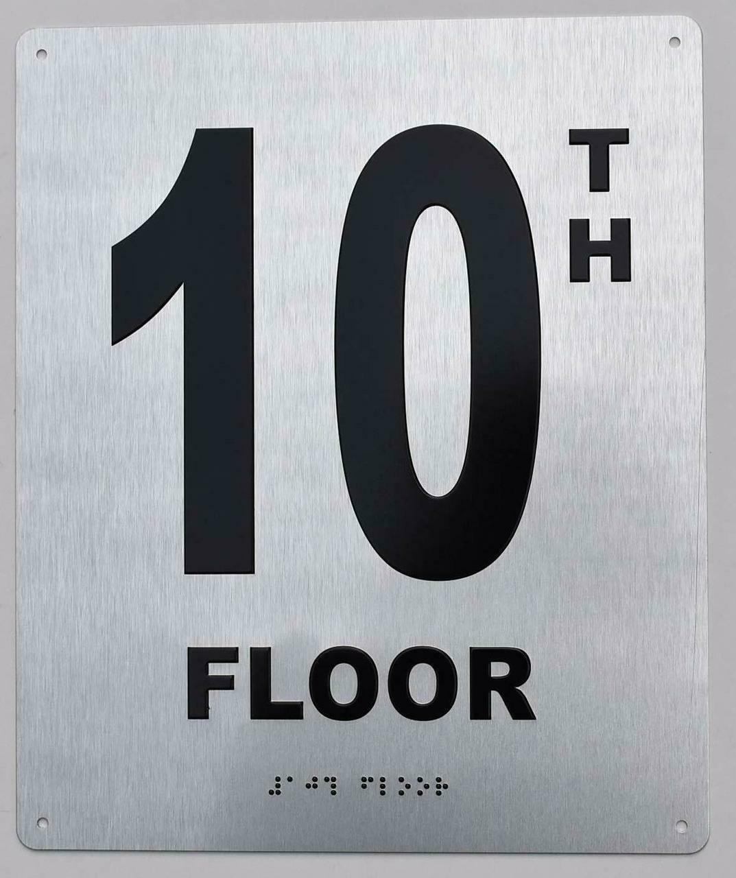 10TH Floor Sign- Floor Number Sign- Tactile Touch Braille Sign�.REF24-1027