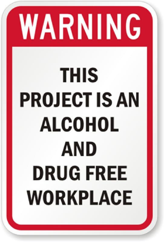 Alcohol Drug Free Sign Aluminum Weatherproof 8×12 Workplace Safety