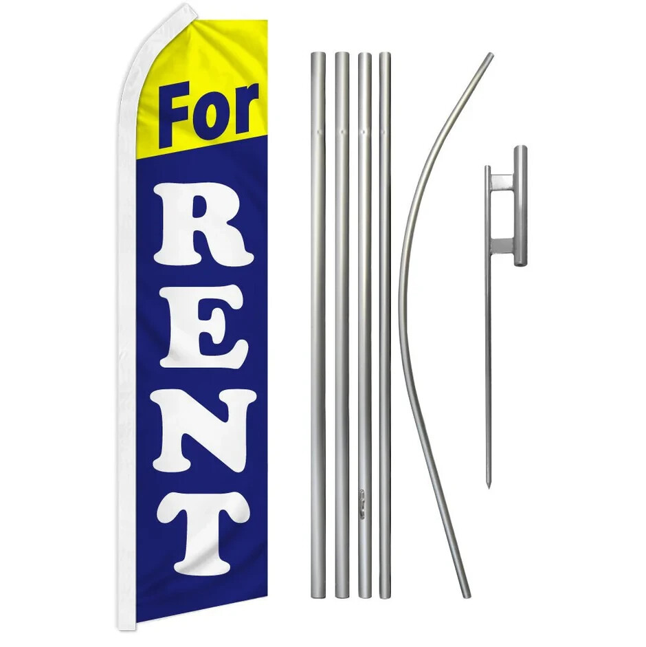 Real Estate Rent 2 Own Variations Swooper Advertising Banner Flag Pole Kits