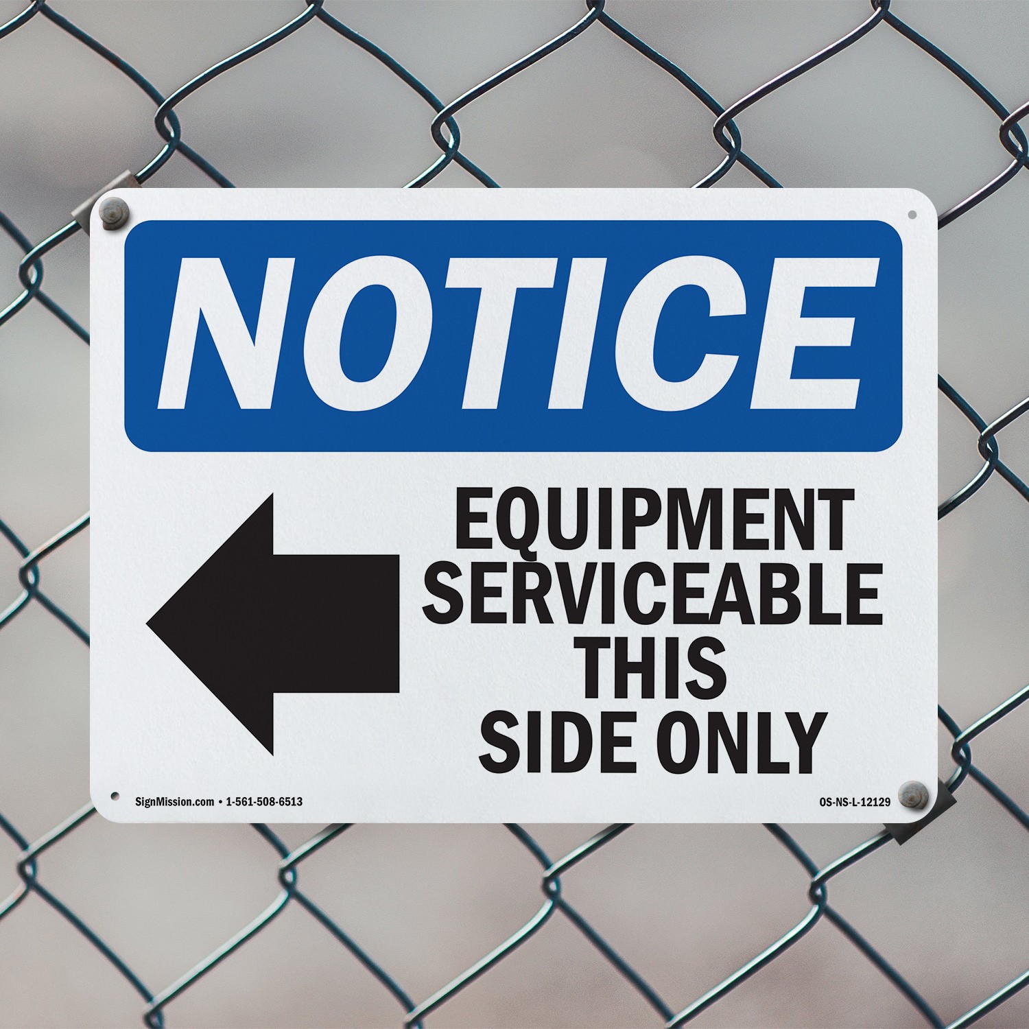 Equipment Serviceable This Side OSHA Notice Sign Metal,, Decal 5 or 10 Pack