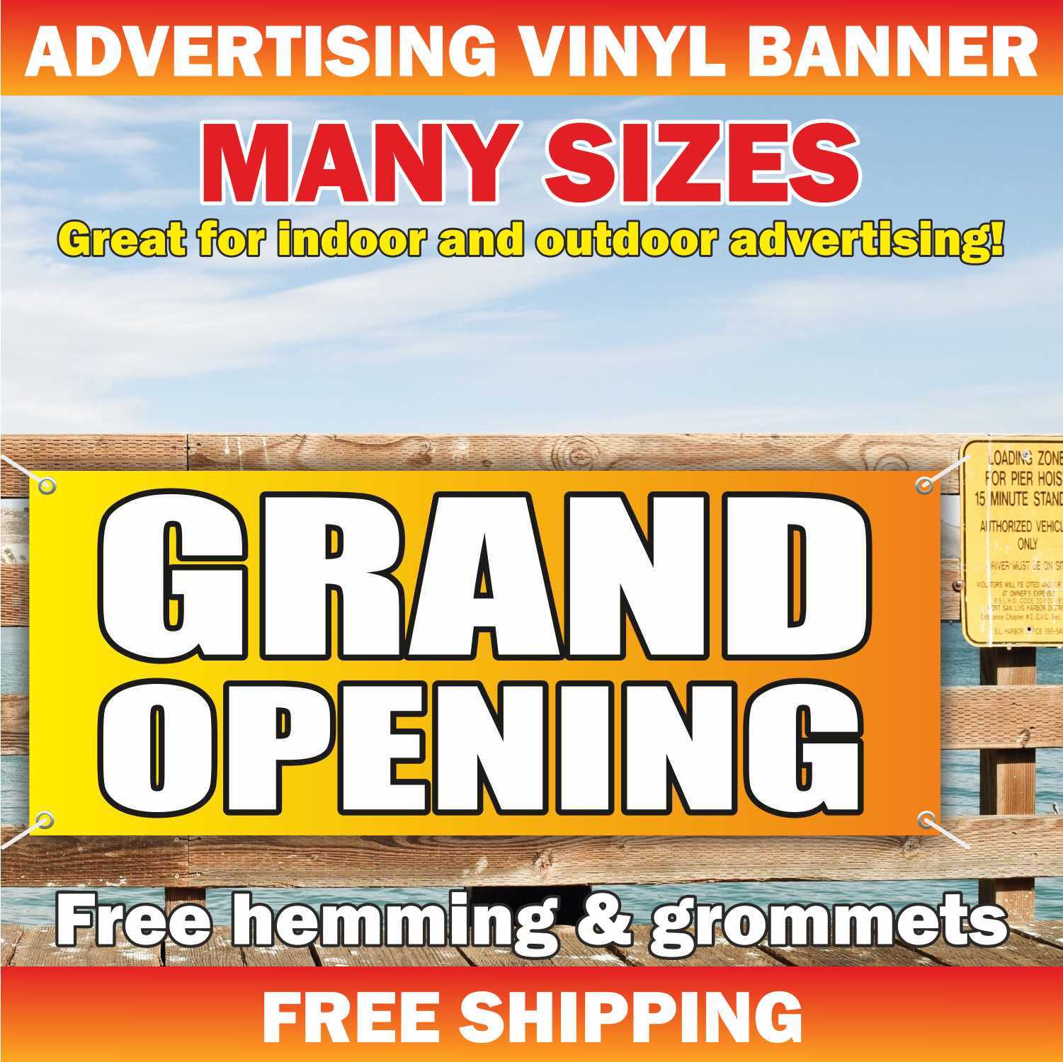 GRAND OPENING Advertising Banner Vinyl Mesh Sign welcome now open open 24 hours