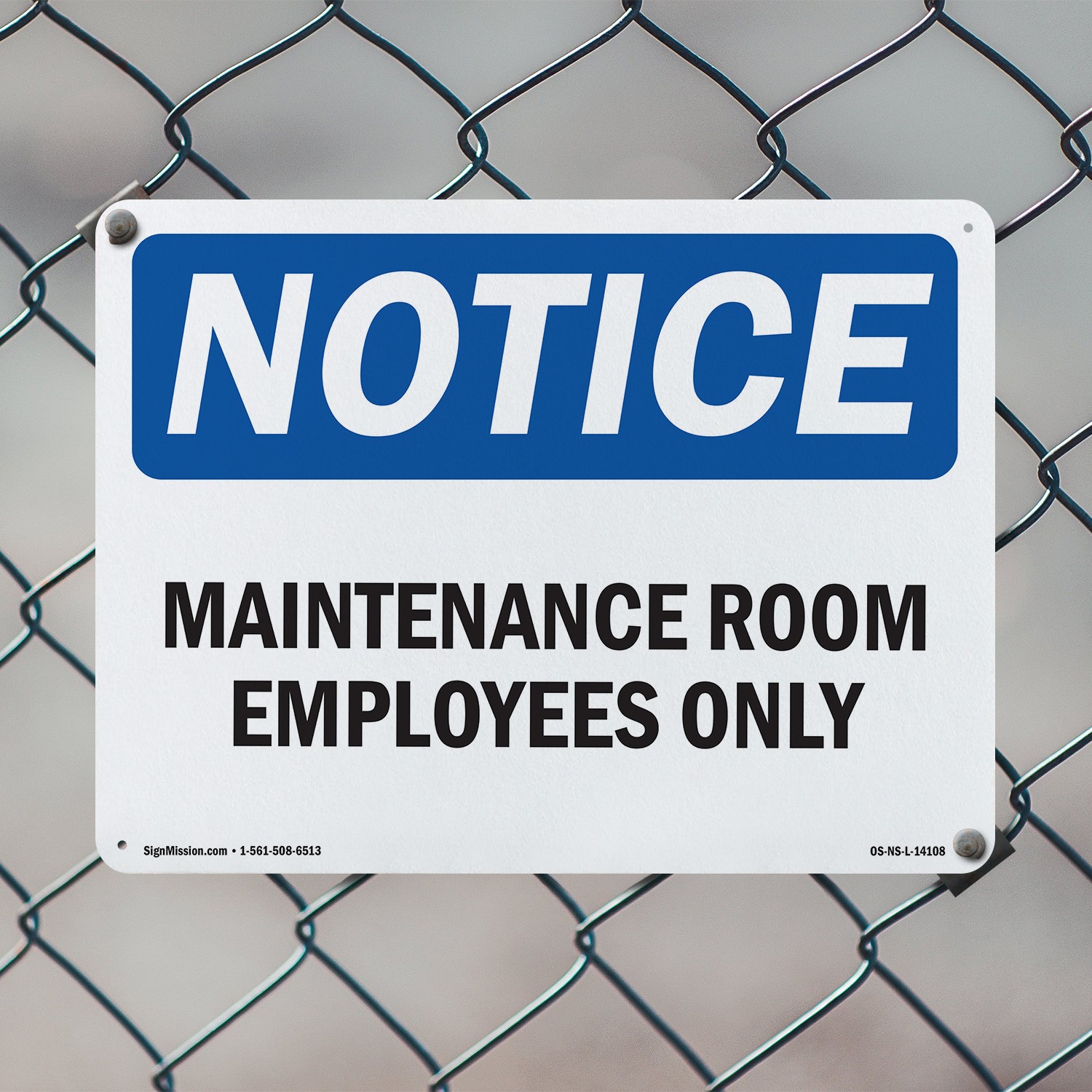 Maintenance Room Employees Only OSHA Notice Sign Metal,, Decal 5 or 10 Pack