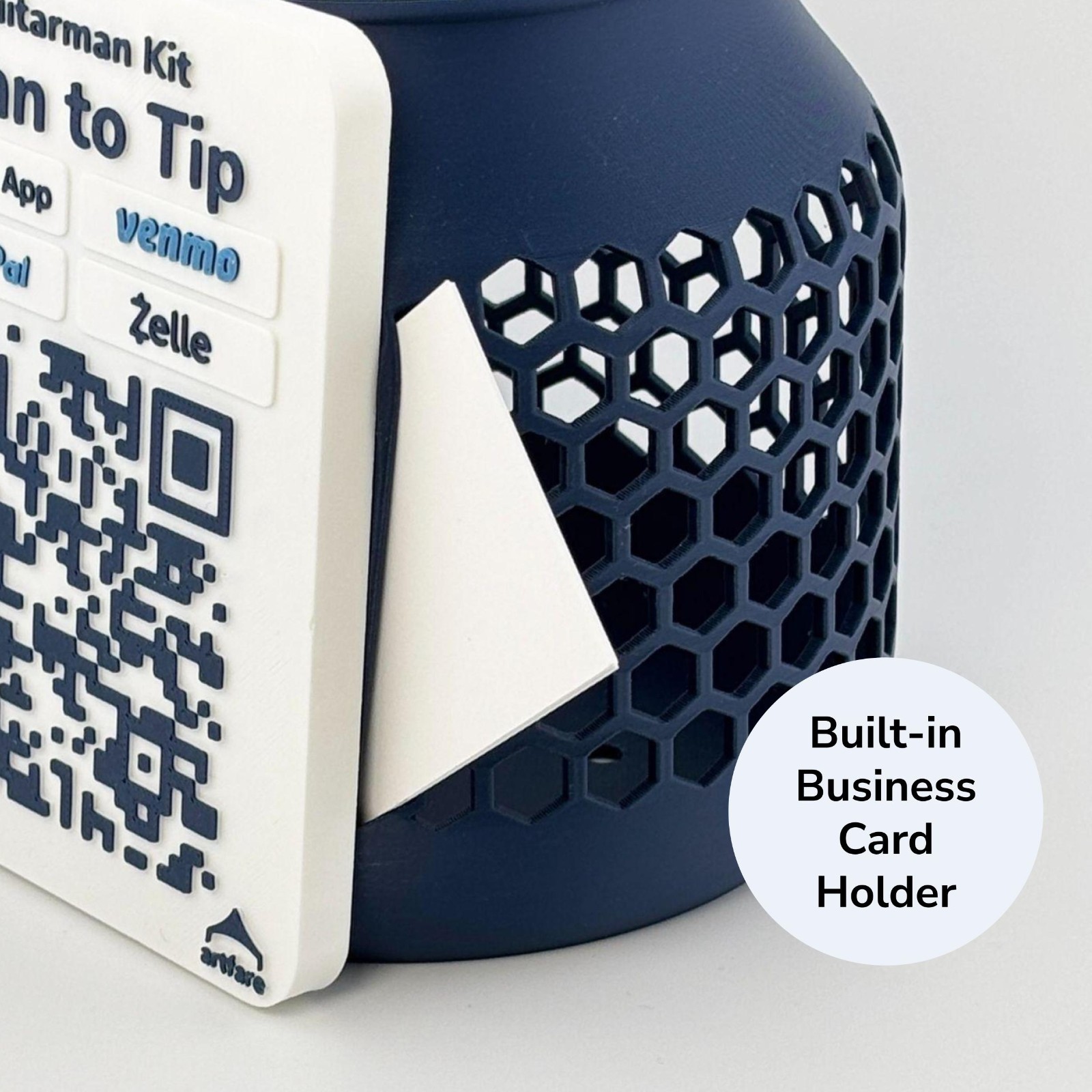 Compact Tip Jar – Cash & Digital Tipping with Business Card Holder -Artfare Mini
