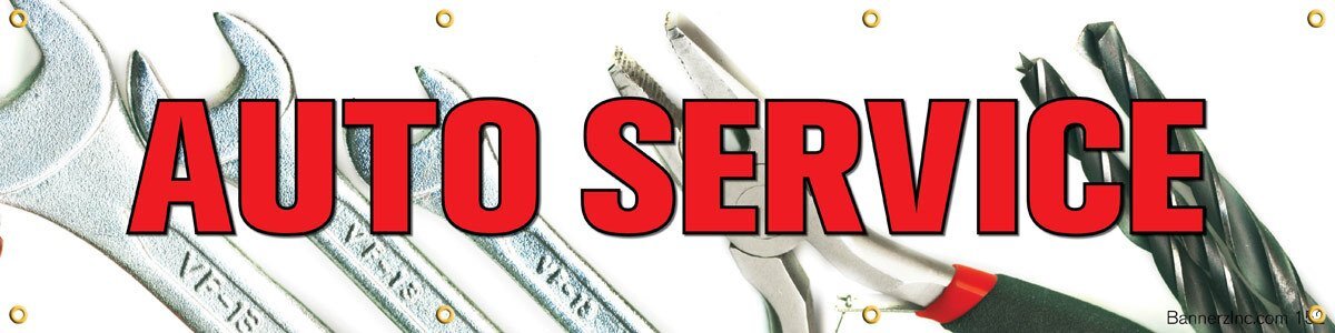 Auto Service | Vinyl Banner w/ Grommets | Ready to Hang | 1.5’H x 6’W