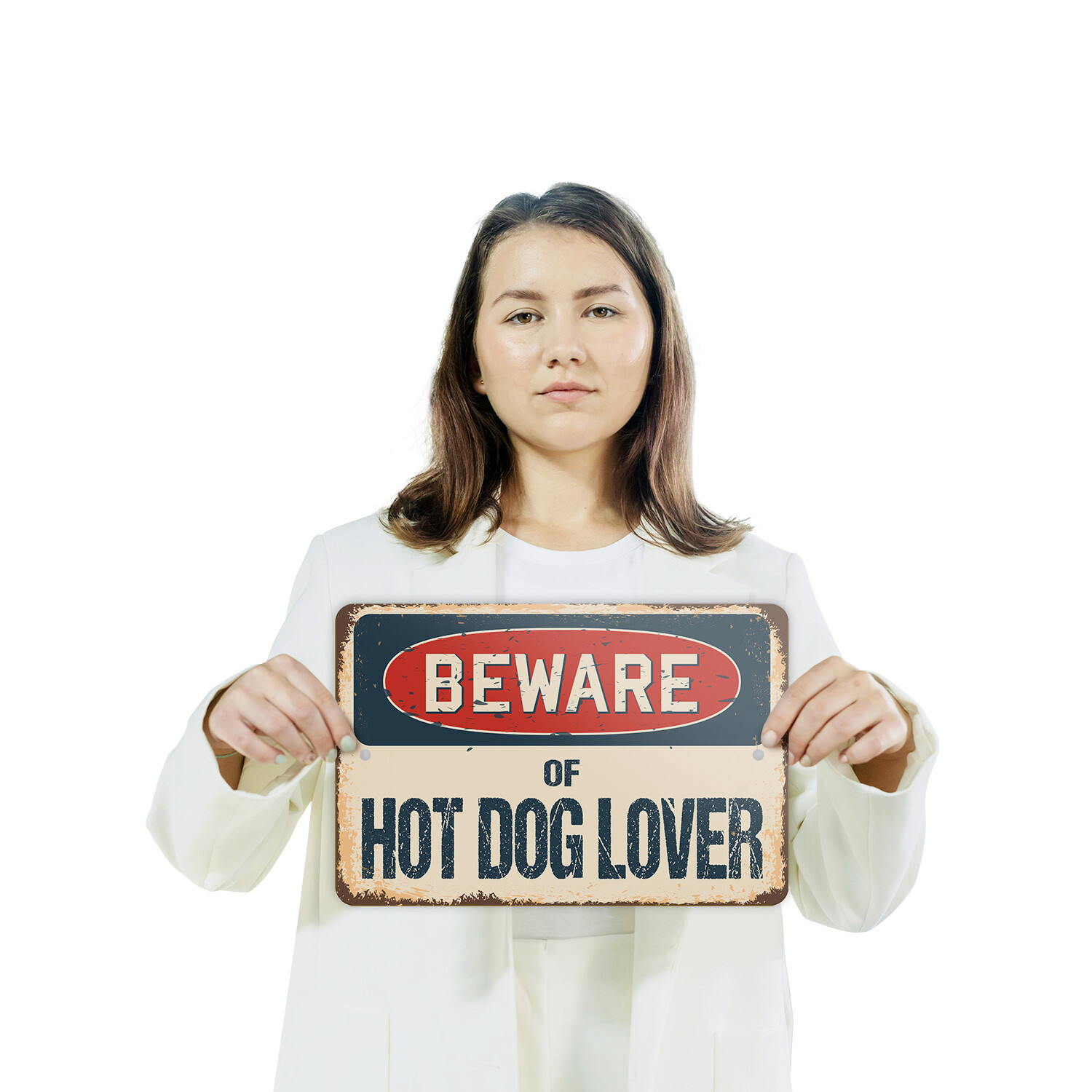 Hot Dog (3 Pack) Plastic Street Sign Crossing Warning Vintage Rustic Beware