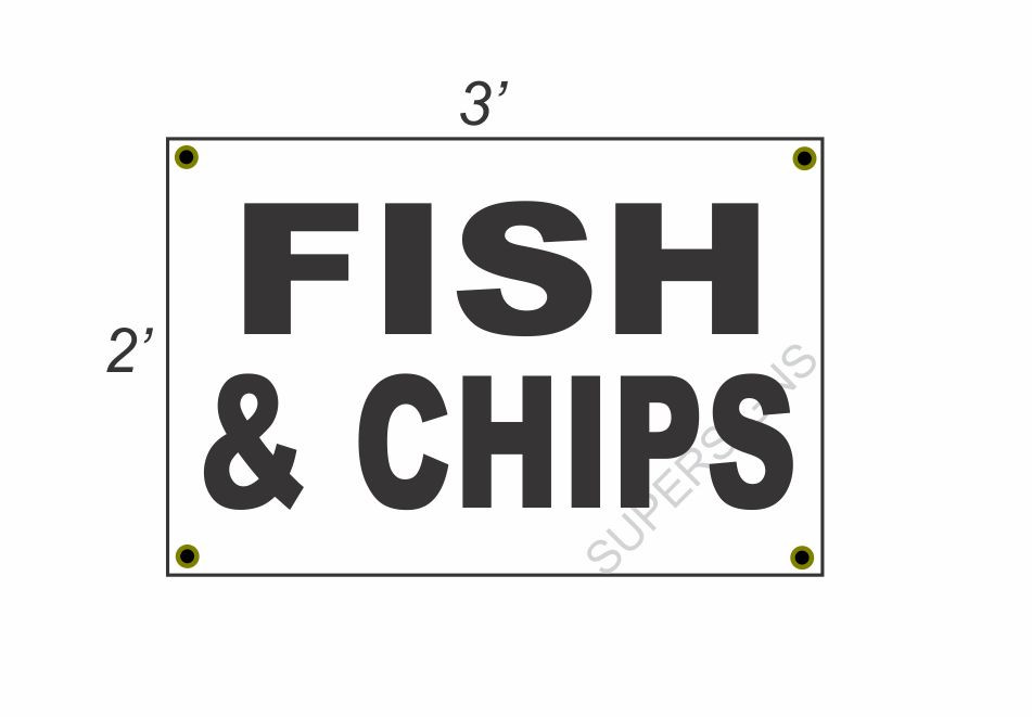 2×3 FISH & CHIPS Black & White Banner Sign NEW Discount Size & Price FREE SHIP