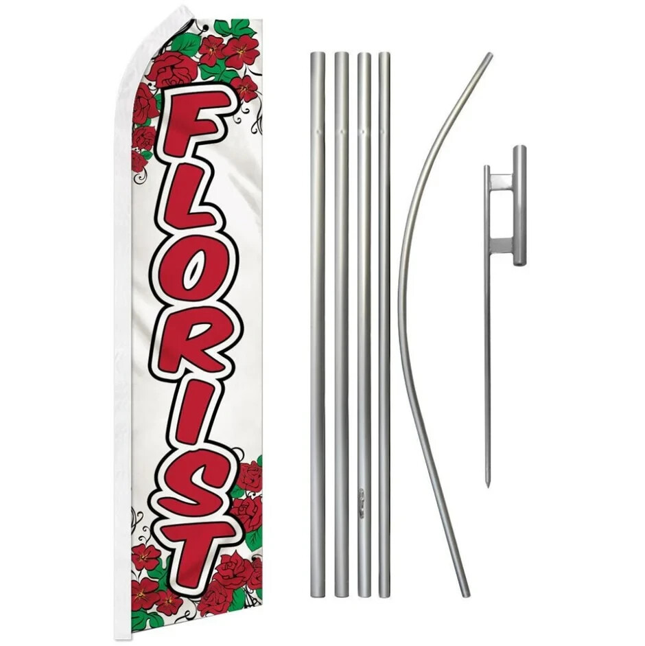 Florist Swooper Advertising Flag & Pole Kit