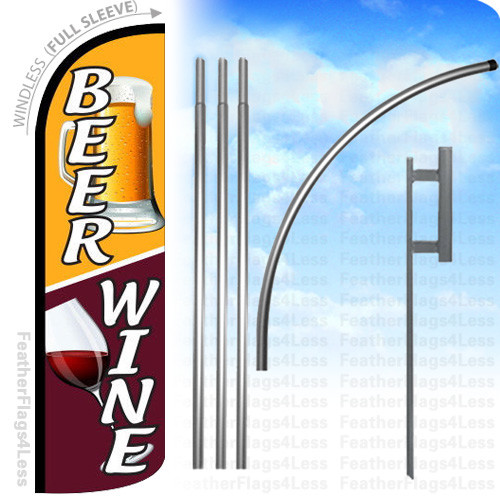BEER WINE – Windless Swooper Feather Banner Sign Flag 15′ KIT q42