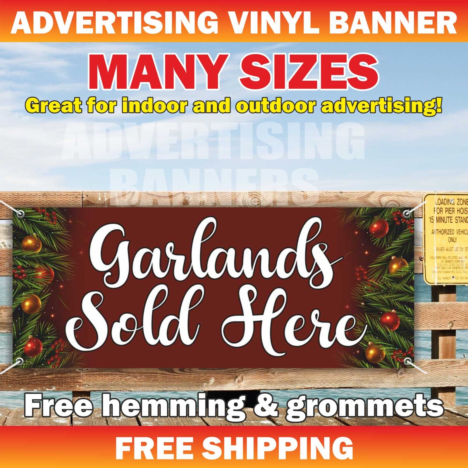 GARLANDS SOLD HERE Advertising Banner Vinyl Mesh Sign Xmas Holiday Christmas