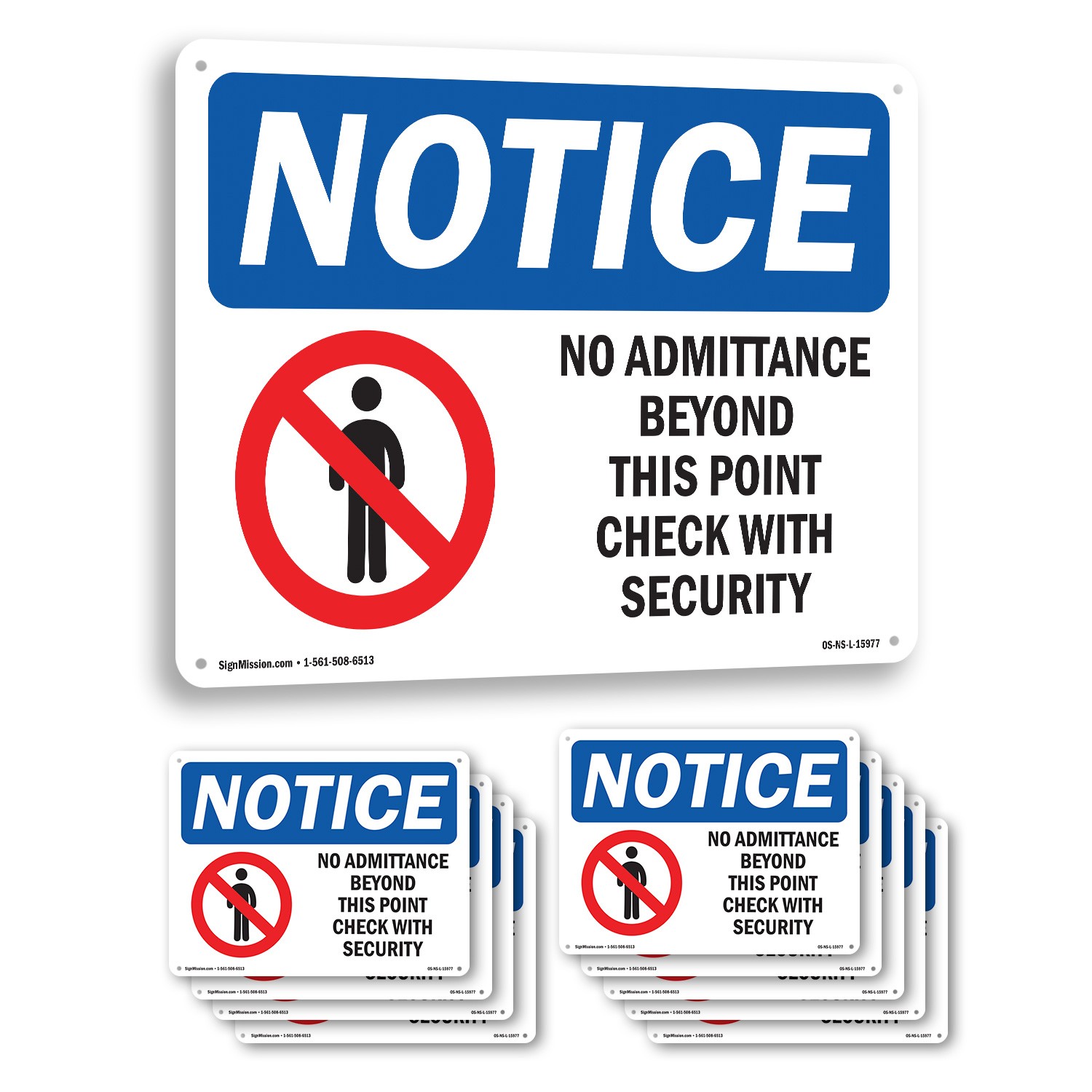 No Admittance Beyond This Point OSHA Notice Sign Metal,, Decal 5 or 10 Pack